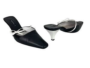 Bruno Magli Black White Leather Mule Heels UK 4.5 | EU 37.5 | US 6.5