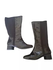 Cloudwalkers Jaime Mixed Media Knee High Tall Boots Brown Size 8.5W zip up low  - Picture 1 of 6