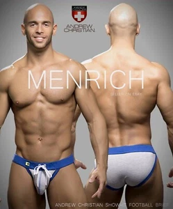 ANDREW CHRISTIAN SHOW-IT FOOTBALL BRIEF. GRAY. MEDIUM. VERY RARE ๐ GAY INTEREST - Picture 1 of 21