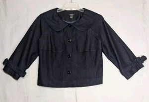 Chaqueta Jean Kenneth Cole 12 Azul Denim Recortada Manga 3/4 Cinturón  - Imagen 1 de 8