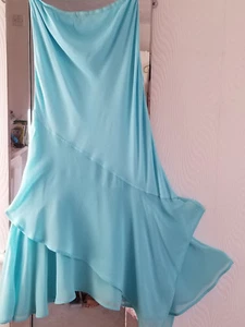 Bias Crepe Floaty asymetric Skirt 14-16 sim Flippy Slim CHESCA - Light Turquoise - Picture 1 of 8