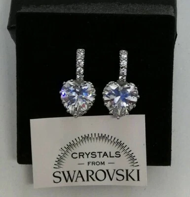 Orecchini donna pendenti puntoluce oro bianco 14 Kt pl con cristalli swarovski  - Immagine 1 di 4