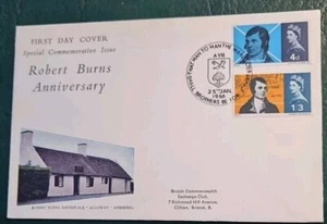 GB - 1966 - "Robert Burns" Ersttagsbrief (Phosphor) - Alloway FDI - - Bild 1 von 1