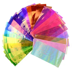 24pcs Iridescent Cellophane Holographic Shattered Broken-Glass Nail Film Foils - Picture 1 of 8