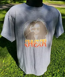 Official HER H.E.R. Short Sleeve Graphic T Shirt Gray Adult Large - Picture 1 of 2