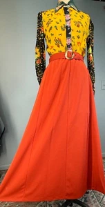 Vintage 1970’s Burnt Orange A Line Maxi Skirt Mod Belt NOS NWT - Picture 1 of 9