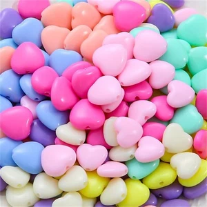 Mixed Colours Acrylic Heart Beads Top Drilled Pastel Shade Beads Bracelet Beads - Picture 1 of 3