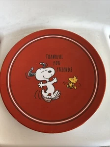 Peanuts Snoopy Melamine Plate Pottery Barn Kids Thanksgiving Thankful Friends - Picture 1 of 9