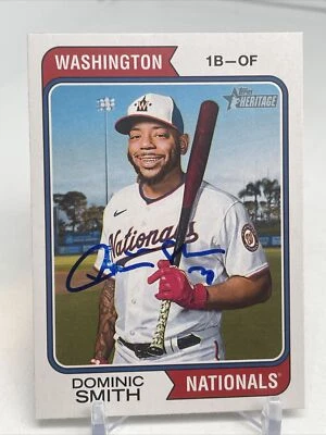 DOMINIC SMITH SIGNED 2023 TOPPS HERITAGE BASEBALL CARD WASHINGTON NATIONALS #42 - Image 1 of 2