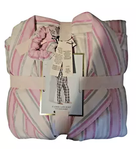 Victoria Secret FLANELA Rosa Icónico Rayas Mujer 2 Conjunto Pijama Talla M - Imagen 1 de 6