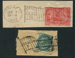 Canada #53, 75 Used, Flag Cancels on Piece - Picture 1 of 1
