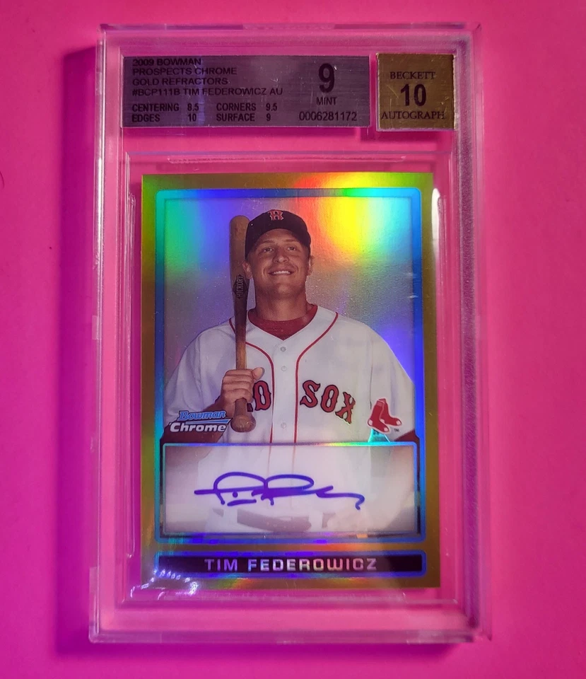Tim Federowicz 2009 Bowman Chrome Prospects RC AUTO GOLD REFRACTOR. BGS 9 MINT - Image 1 of 1