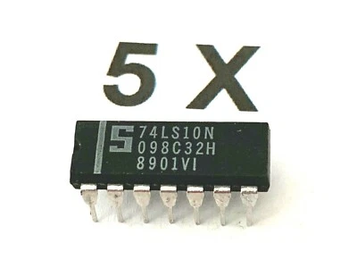74LS10N, 3 NAND Gatter, 3 Eingänge, 1 Ausgang, 5V, DIL14, Signetics, 5 Stück - Bild 1 von 3