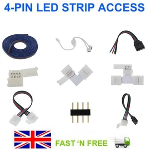 4 PIN 3528 5050 RGB LED STRIP LIGHT CLIP WIRE CONNECTOR ADAPTER CABLE MALE L - Picture 1 of 19