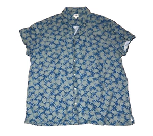 JOHN LEWIS KIN Linen Blend Shirt Blue/Grey Geometric Pattern Mens XL - Picture 1 of 8
