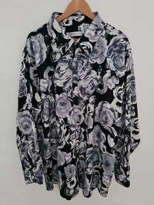 Jimmy Stuart Australia Mens 4XL Floral Grey Black Long Sleeve Cotton Shirt - Picture 1 of 9