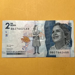 Colombia 2000 Pesos Current Circulated Paper Money - New Issue Dated 2018 - Picture 1 of 4