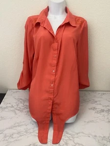 +PLUS Moda 2X Long Sleeve Blouse Women’s Plus Sz 16W Button Down Waist Tie G - Picture 1 of 5
