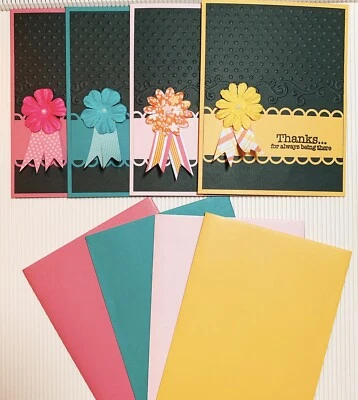 Handmade Thank You Card Lot Set Of 4 Birthday Baby Shower Teacher Appreciation - Image 1 of 4