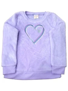 Girls Plush Light Purple Lavender & Silver Heart Soft Sweatshirt - Picture 1 of 1