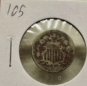 USA 5 Centesimi 1869 Scudo Nichelato Senza Raggi - Foto 1 di 2