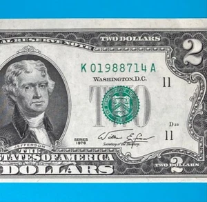 1988 July 14 (K 01988714 A) BIRTHDAY $2 Two Dollar Bill 1976 Series (_1988/7/14) - Picture 1 of 4