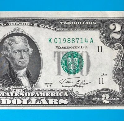 1988 July 14 (K 01988714 A) BIRTHDAY $2 Two Dollar Bill 1976 Series (_1988/7/14) - Image 1 of 4