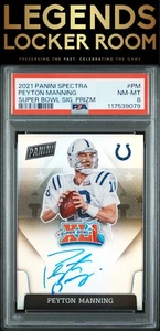 2021 Panini Spectra Super Bowl Signatures Prizm Peyton Manning Colts SSP PSA 8 - Picture 1 of 2