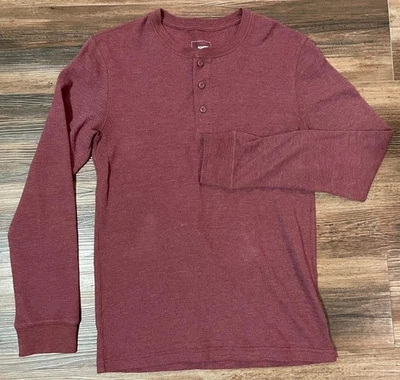 Sonoma Supersoft Thermal Henley Shirt Men's Small Solid Maroon - Image 1 of 4
