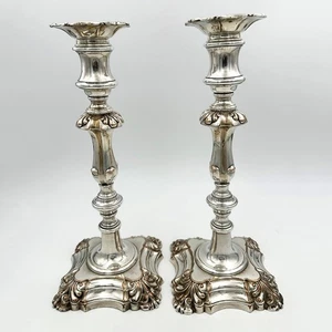 PAIR 11" CANDLESTICKS OLD SHEFFIELD PLATE WILLIAM IV c1835 - Picture 1 of 10