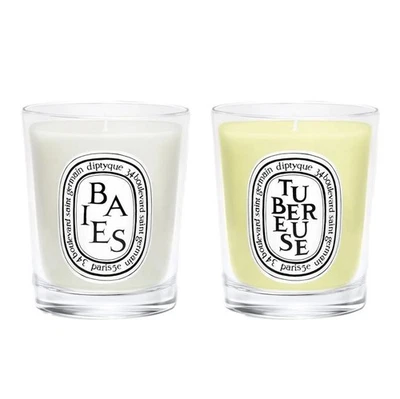 Juego de 2 velas perfumadas Diptyque - Baies and Tubereuse 1,23 oz cada una Foto 1 de 4