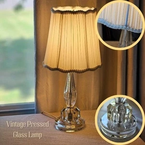 Hollywood Regency Vanity Lamp W/Shade Pressed Glass Boudoir Vintage W/ two flaws - Picture 1 of 20