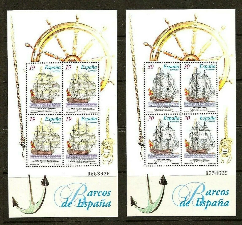 Hoja bloque Barcos de época. 1995  Edifil 3352-3353 Nuevo** (MNH) - Imagen 1 de 1