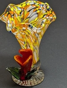 Rare/ Vintage/ Gorgeous/ Hand Blown/ Art Glass/ Handkerchief Vase/ Murano Style - Picture 1 of 19