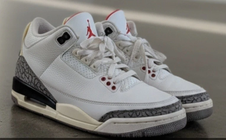 Air Jordan 3 Retro GS Shoes Youth Size 5Y White Red Cement 398614-126 OG 2021 - Image 1 of 1