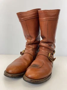 ROLLING DUB TRIO Boots REV100 Back Zip Engineer Boots Leather Brown Size 9.5 - Picture 1 of 9