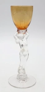 Rare Vintage 6" Cambridge Clear Glass Nude Woman Stem Cordial Glass AMBER - Bild 1 von 7
