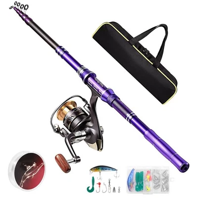 Carbon Fiber Fishing Rod and Reel Combos, Portable Telescopic Fishing Pole wi... - Image 1 of 4