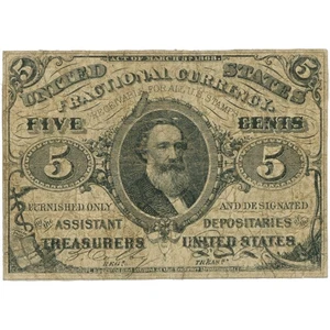 1863 United States 5 Cents Fractional Currency (BAN551-) - Picture 1 of 2