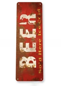 BEER TIN SIGN BAR OPEN KEG PARTY GLASS BOTTLE ARROW PUB RUSTIC LODGE CABIN 6X18 - Picture 1 of 1