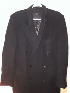 Giorgio Armani Black 100% Wool Modern Double Breasted Overcoat - Size 42 LARGE - Picture 1 of 6