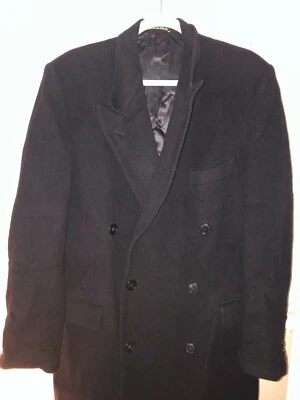 Giorgio Armani Black 100% Wool Modern Double Breasted Overcoat - Size 42 LARGE - Image 1 of 4
