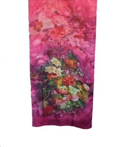 DESIGNER 100 % SEIDE rosa Blumen großer SCHAL/WICKEL 64 x 21 Zoll  - Bild 1 von 4