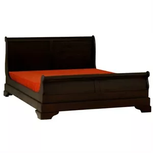 KAGEN SOLID MAHOGANY KING SIZE SLEIGH BED CHOCOLATE - Picture 1 of 2