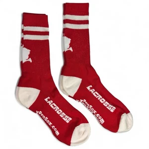 XPro Lacrosse Crew Socks Mens Size 9-11 Red White | Cushioned | 2 Pairs NWOT - Picture 1 of 5