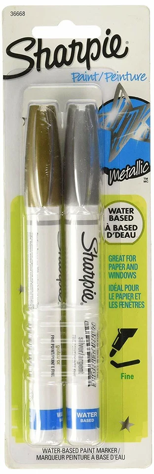 36668PP Sharpie Water-Based Paint Marker, Fine Pt, Metallic Colors, 1 Pack of 2 - Image 1 of 1