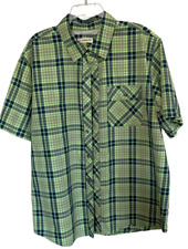 Magellan Mens XL Mag Wick Adventure Gear Short Sleeve Shirt Green Plaid Vented