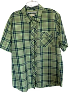 Magellan Mens XL Mag Wick Adventure Gear Short Sleeve Shirt Green Plaid Vented - Picture 1 of 10