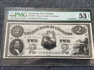 1860s Citizens' Bank of Louisiana, New Orleans $2 Two Dollars PMG Certified - Picture 1 of 4