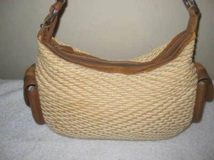 Authentic Brighton Edna Straw Woven w/ Leather Trim Hobo Bag EUC - Picture 1 of 10